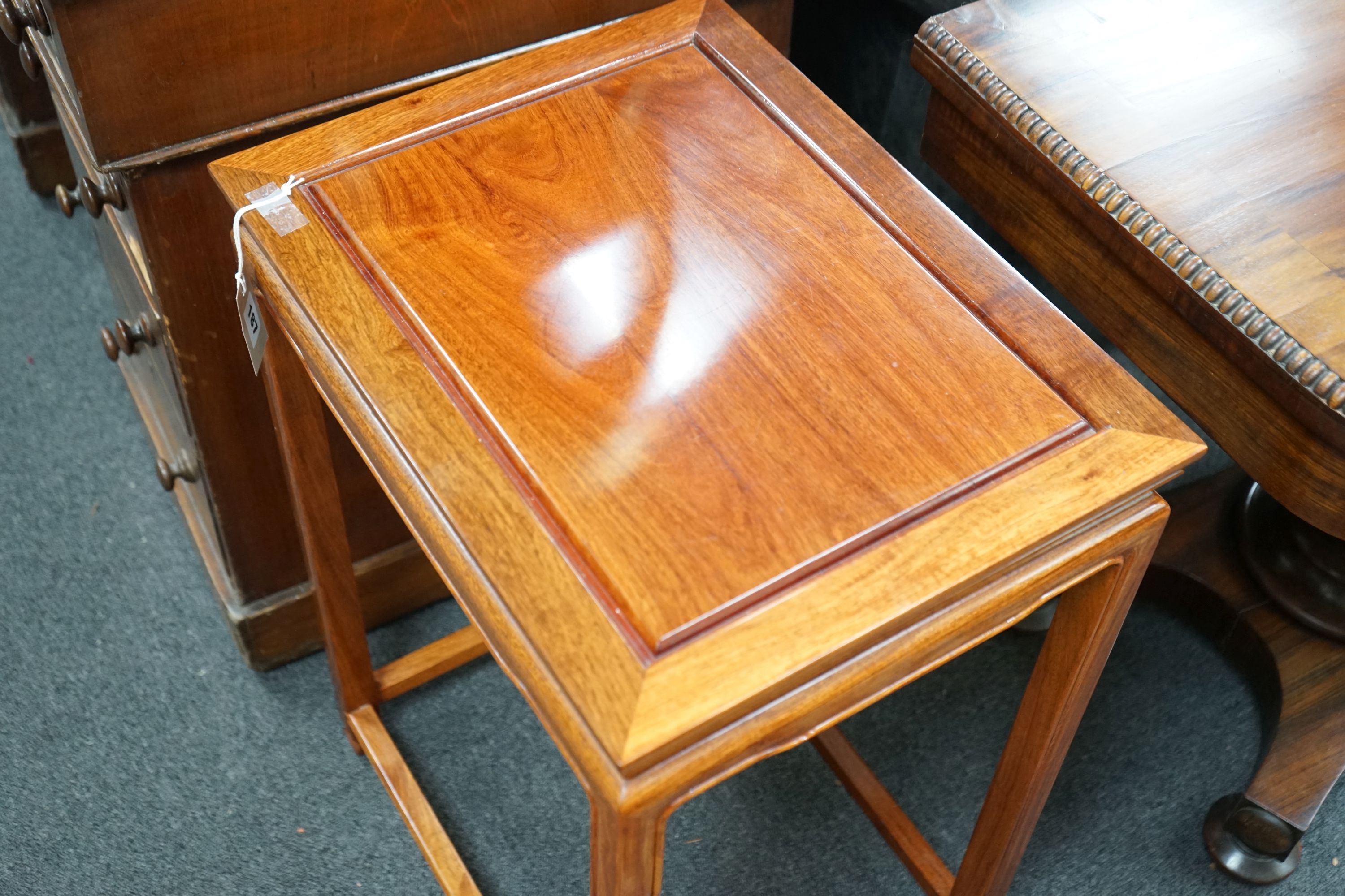 A Chinese rectangular hongmu occasional table, width 48cm, depth 37cm, height 69cm